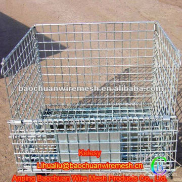 Mesh cage folding stackable wire container